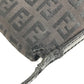 FENDI Zucca Logo Bag Flap Crossbody Pochette Shoulder Bag Leather/Canvas Unisex Black
