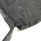 FENDI Zucca Logo Bag Flap Crossbody Pochette Shoulder Bag Leather/Canvas Unisex Black