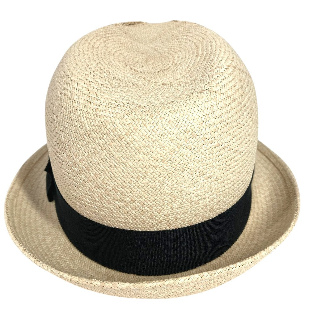 CHANEL 17C CC Coco Mark Logo Straw Hat Ribbon Bow Hat Bucket Hat Bob Hat Raffia Women's Beige
