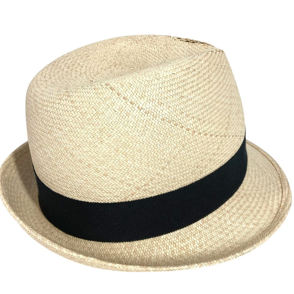 CHANEL 17C CC Coco Mark Logo Straw Hat Ribbon Bow Hat Bucket Hat Bob Hat Raffia Women's Beige