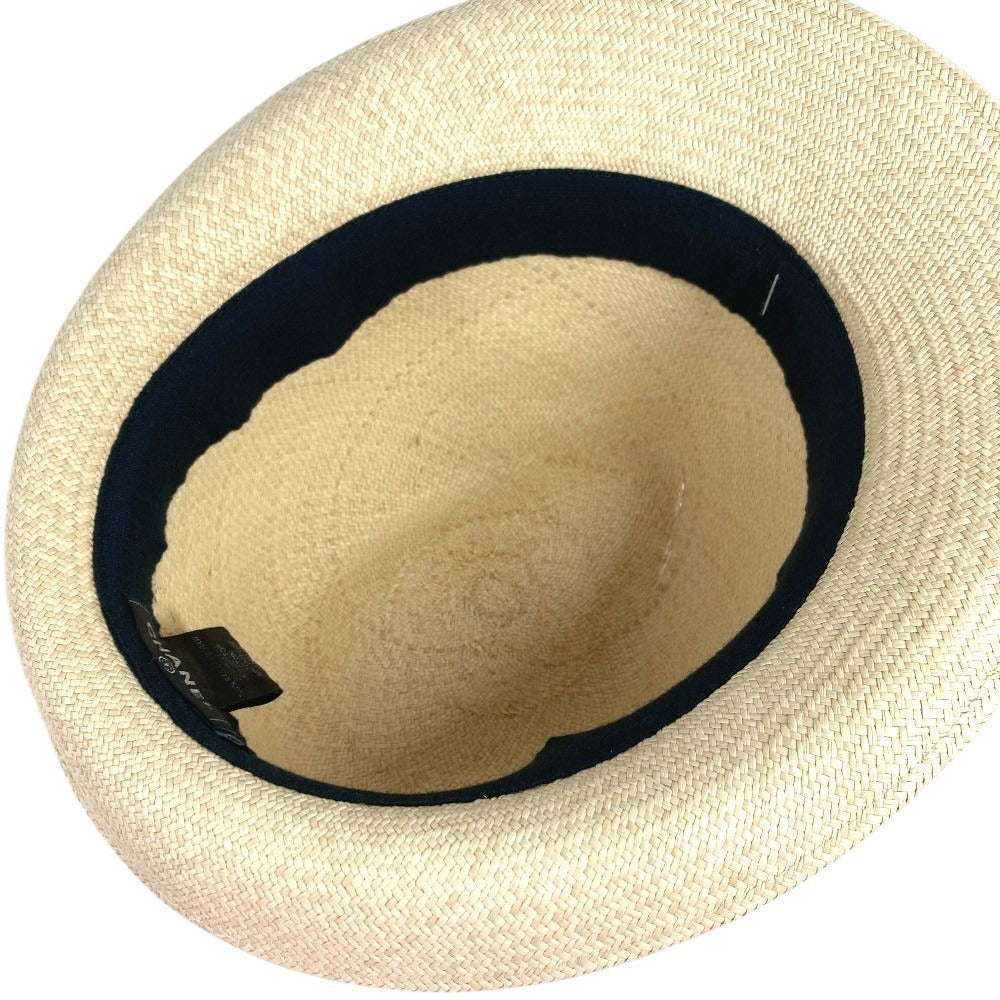 CHANEL 17C CC Coco Mark Logo Straw Hat Ribbon Bow Hat Bucket Hat Bob Hat Raffia Women's Beige
