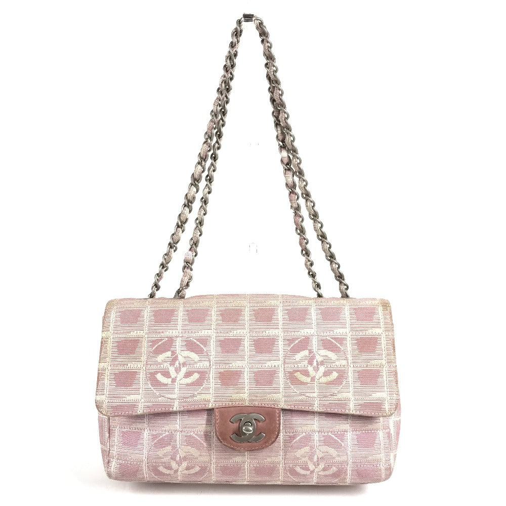 CHANEL A15285 New Travel Line CC Coco Mark Logo Shoulder Bag W Chain Chain Bag Flap Shoulder Bag Nylon Ladies Pink