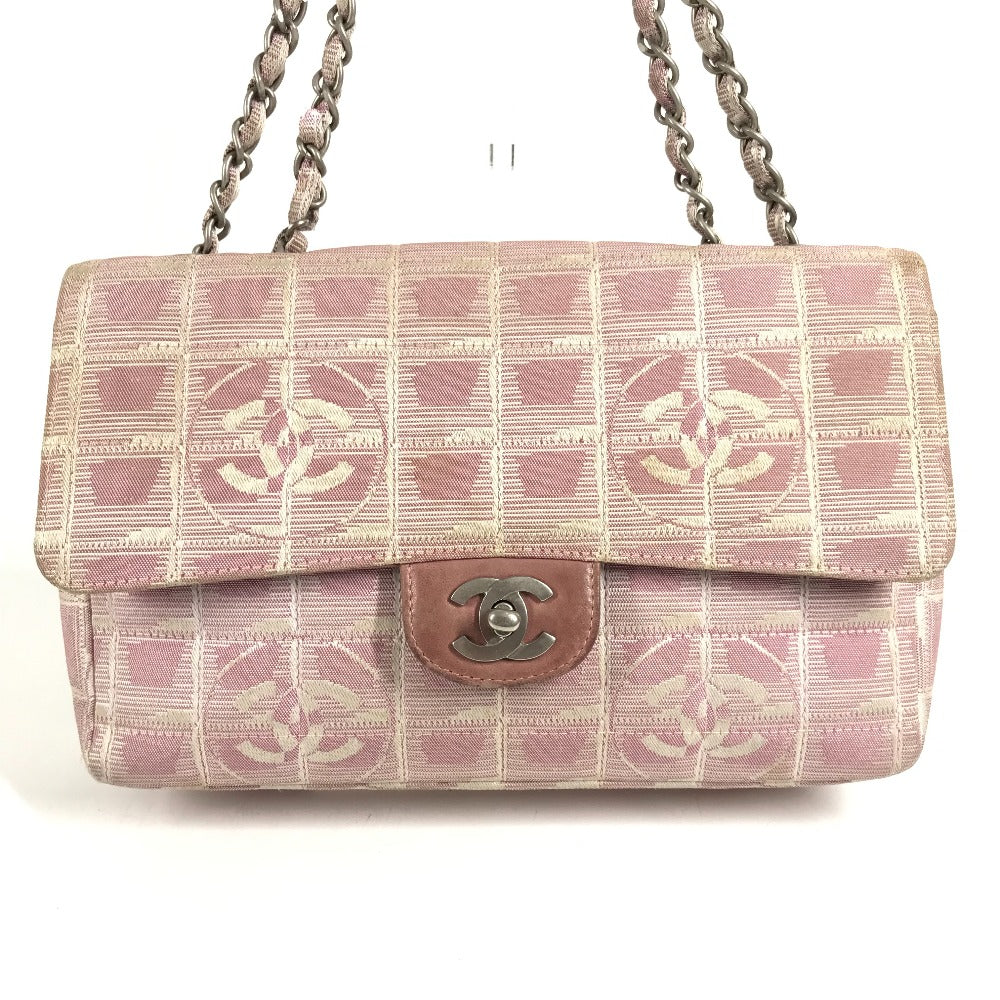 CHANEL A15285 New Travel Line CC Coco Mark Logo Shoulder Bag W Chain Chain Bag Flap Shoulder Bag Nylon Ladies Pink