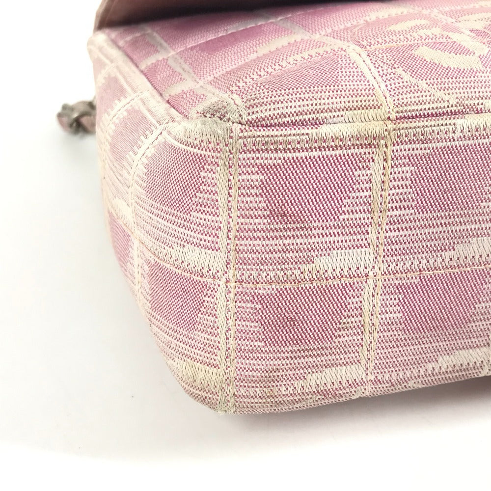 CHANEL A15285 New Travel Line CC Coco Mark Logo Shoulder Bag W Chain Chain Bag Flap Shoulder Bag Nylon Ladies Pink
