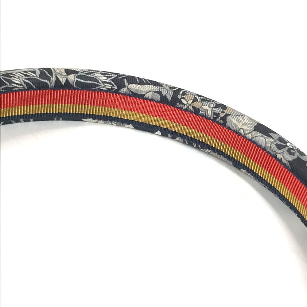 HERMES Hairband, headband, all-over print, logo Katyusha silk Black Used