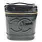 CHANEL A01998 CC CC Mark logo Bag Vanity Bag Vertical Hand Bag enamel Black Used