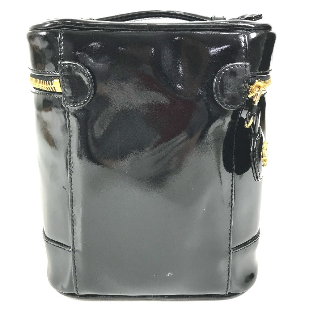 CHANEL A01998 CC CC Mark logo Bag Vanity Bag Vertical Hand Bag enamel Black Used