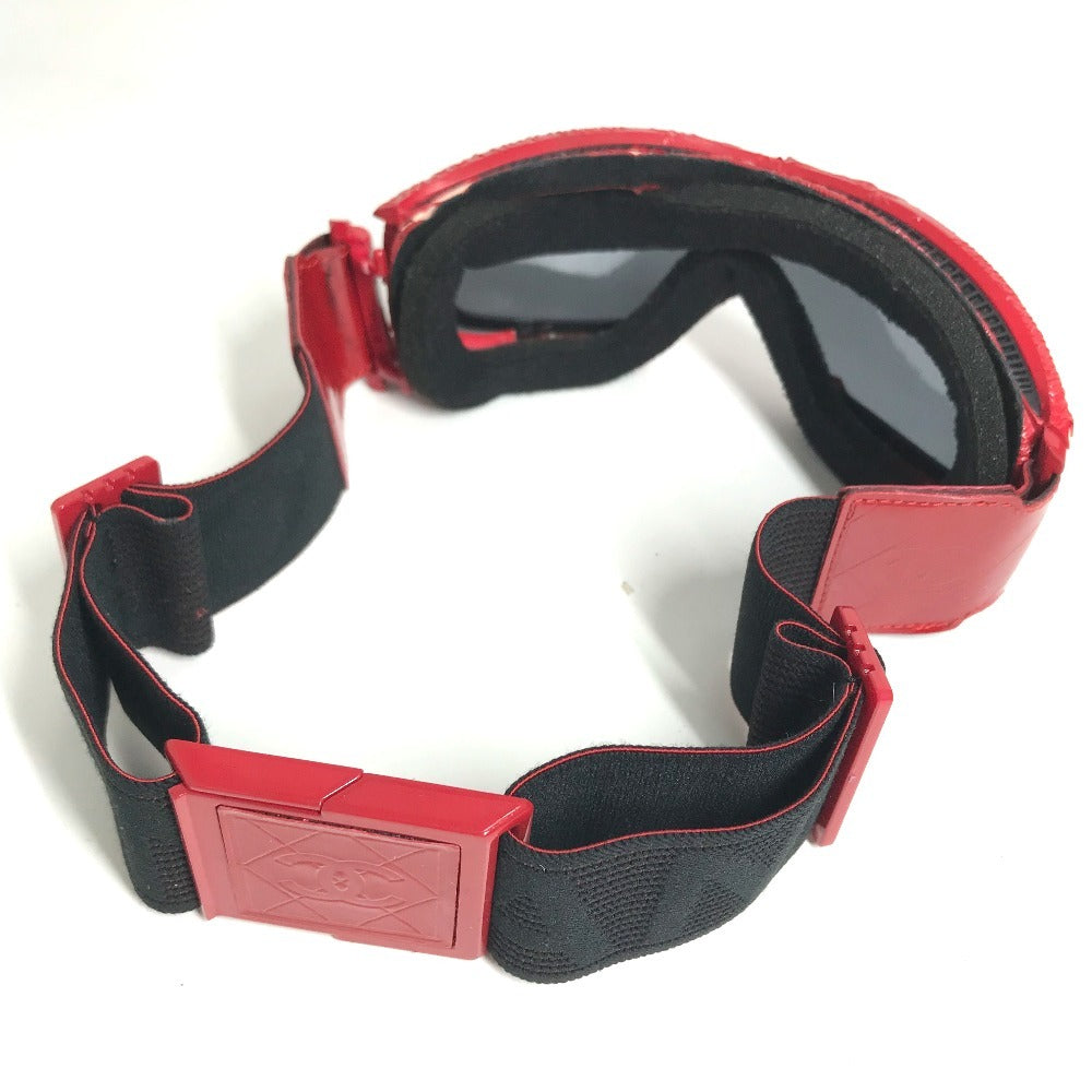 CHANEL Sports goggles glasses glasses eyewear sunglasses Plastic Red Used