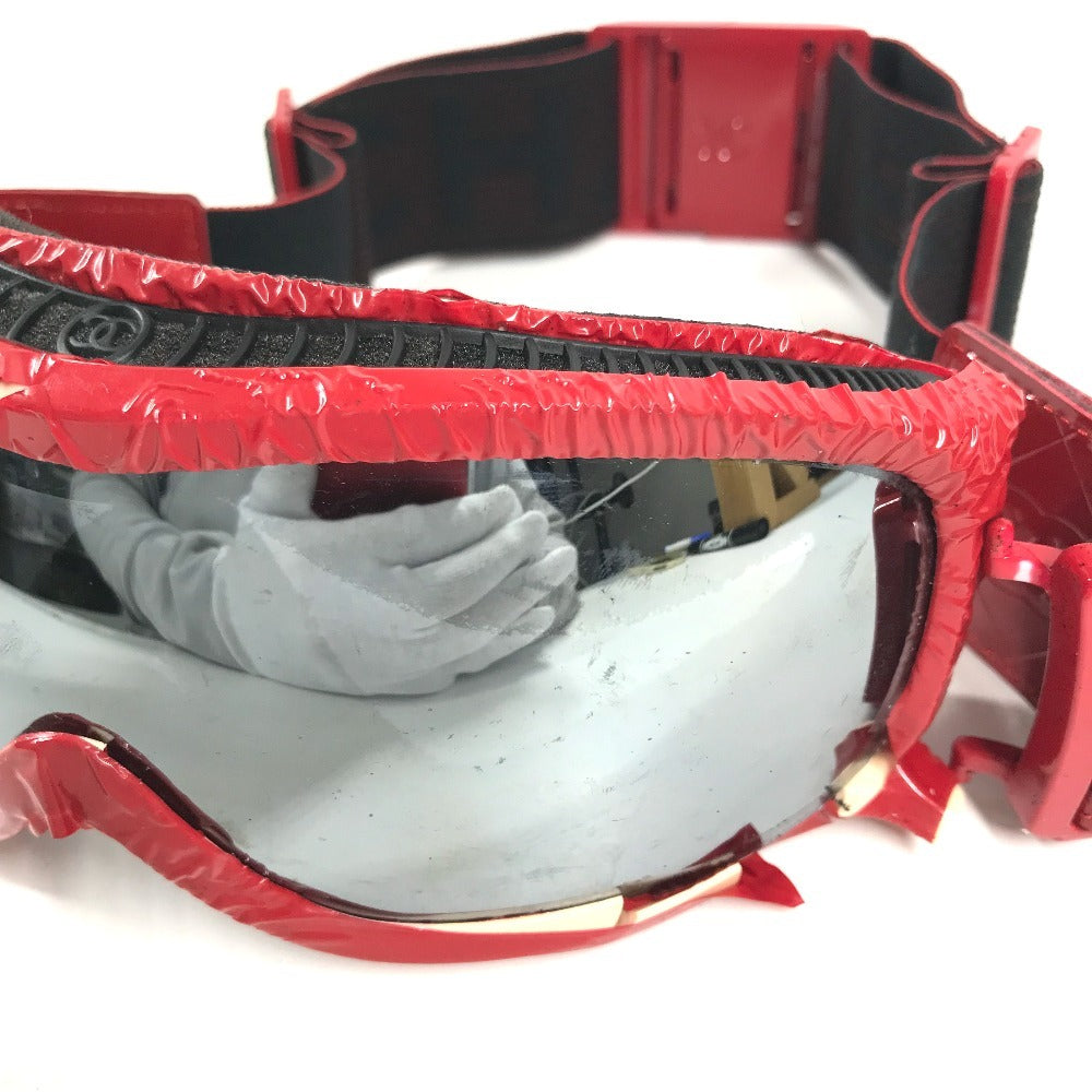CHANEL Sports goggles glasses glasses eyewear sunglasses Plastic Red Used