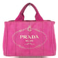PRADA Canapa logo Bag Tote Bag Hand Bag cotton pink Used