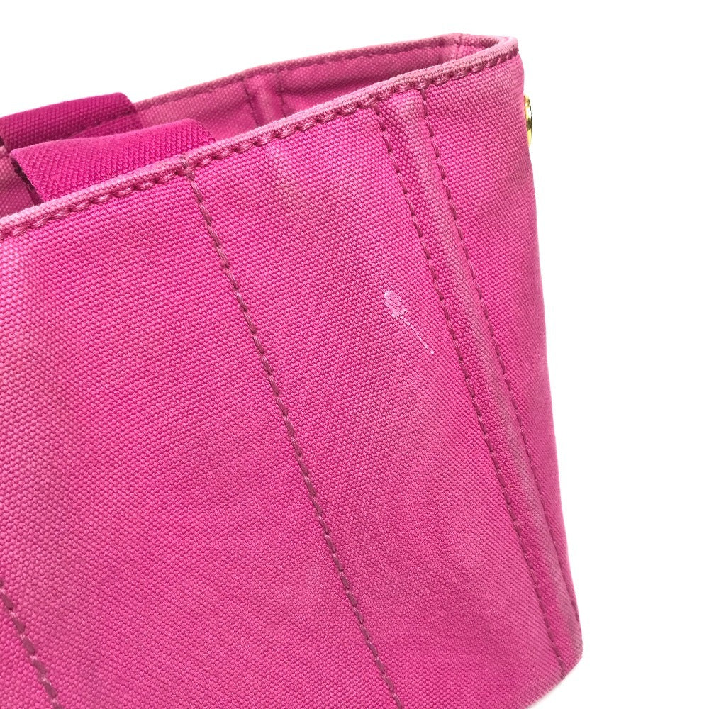PRADA Canapa logo Bag Tote Bag Hand Bag cotton pink Used