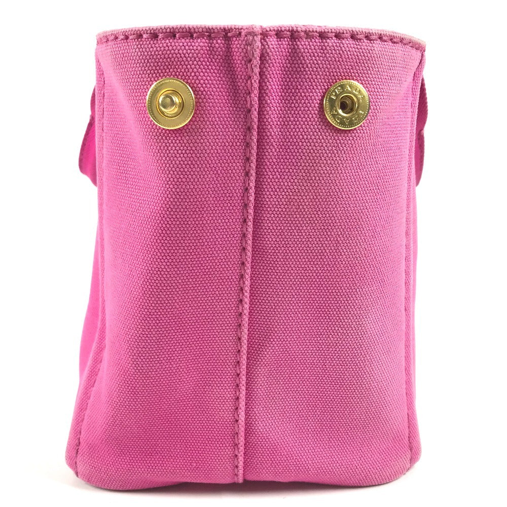 PRADA Canapa logo Bag Tote Bag Hand Bag cotton pink Used