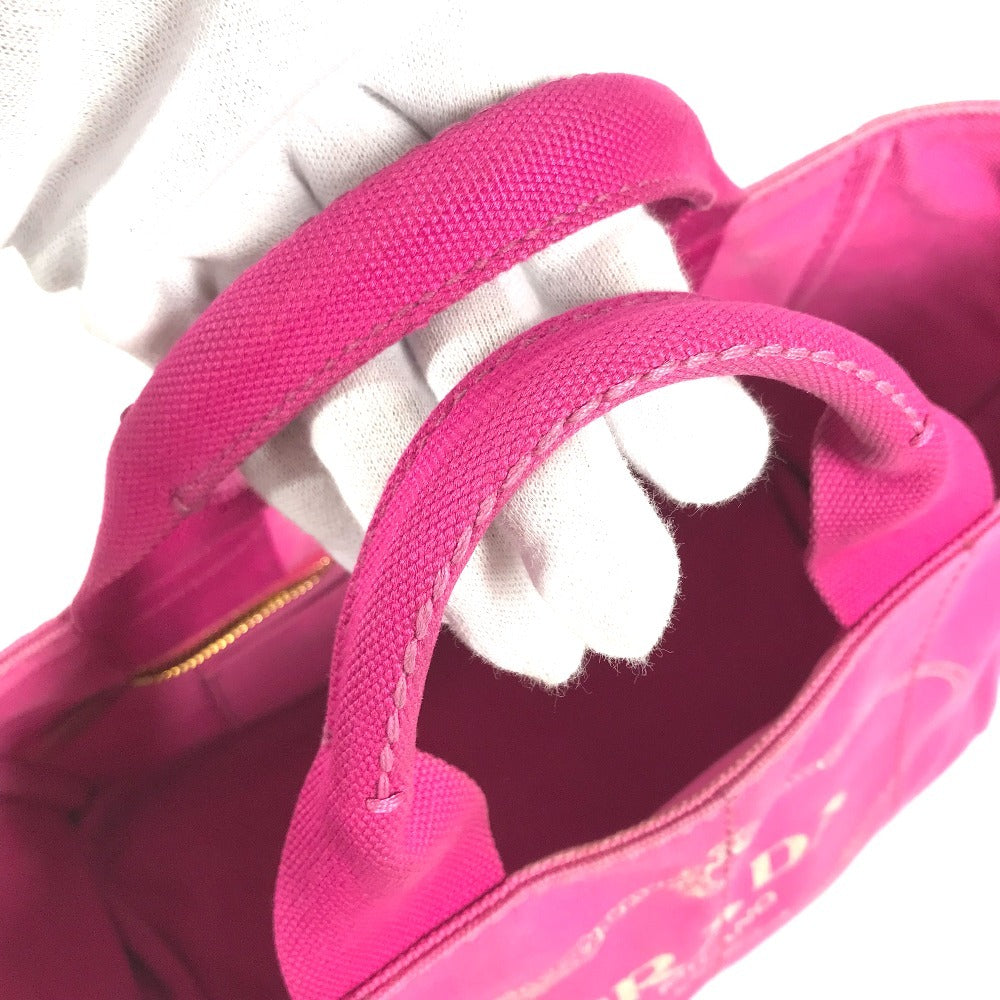PRADA Canapa logo Bag Tote Bag Hand Bag cotton pink Used