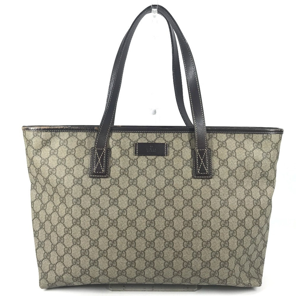 GUCCI 211137 GG Supreme GG Logo Bag Tote Bag shawl Shoulder Bag GG Supreme Canvas Beige/Dark brown Used