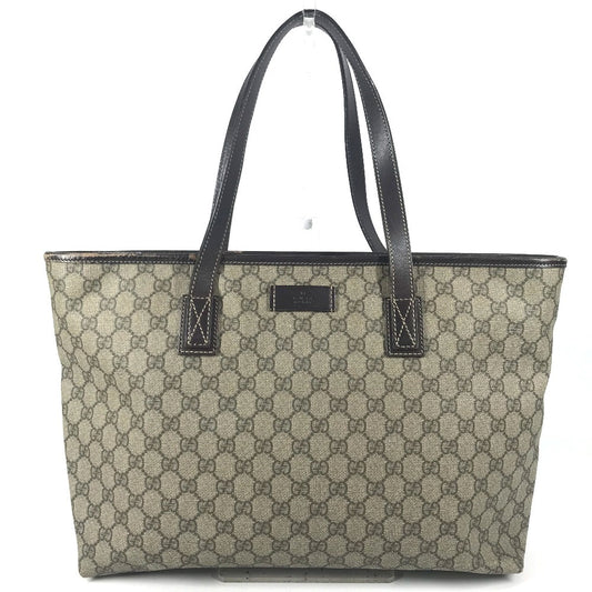 GUCCI 211137 GG Supreme GG Logo Bag Tote Bag shawl Shoulder Bag GG Supreme Canvas Beige/Dark brown Used
