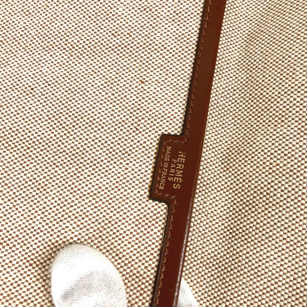 HERMES vintage H logo Bag, Cluch Bag, Pouch, Flap Clutch bag Leather/Canvas Beige/Brown Used