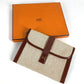 HERMES vintage H logo Bag, Cluch Bag, Pouch, Flap Clutch bag Leather/Canvas Beige/Brown Used