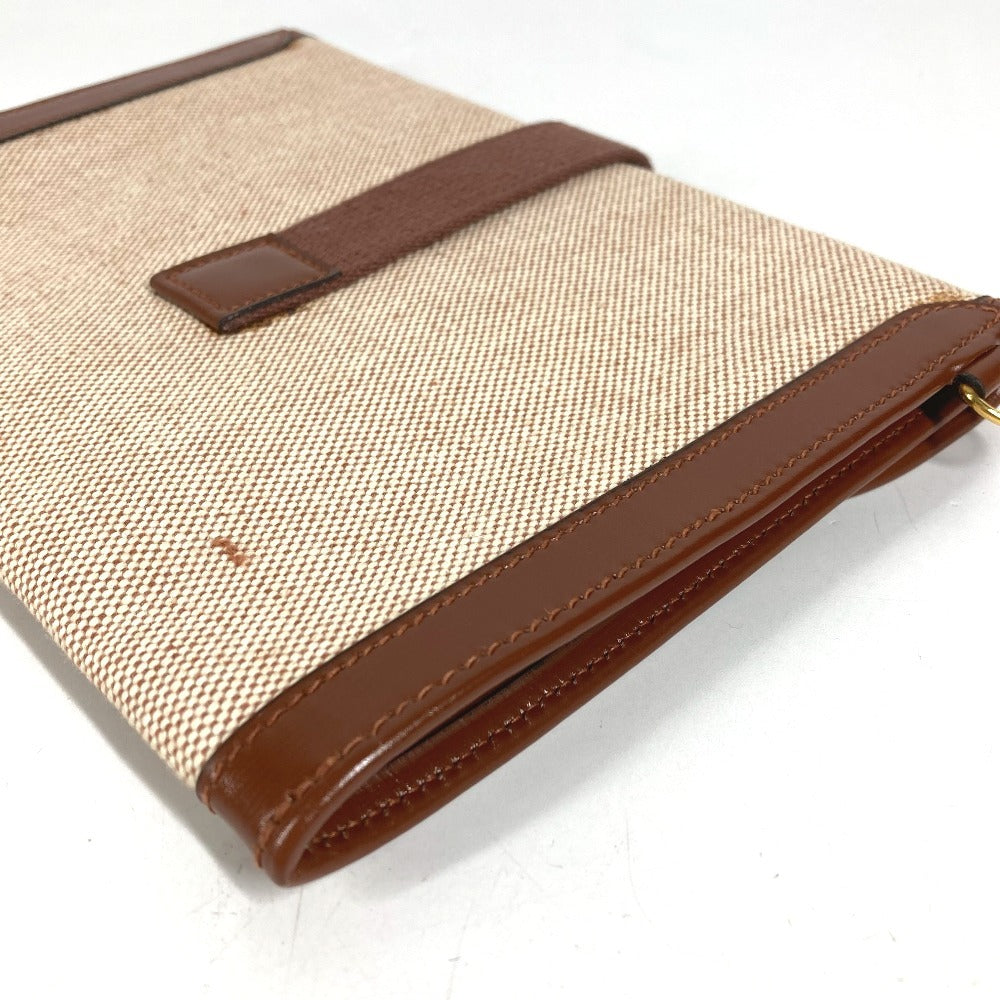HERMES vintage H logo Bag, Cluch Bag, Pouch, Flap Clutch bag Leather/Canvas Beige/Brown Used