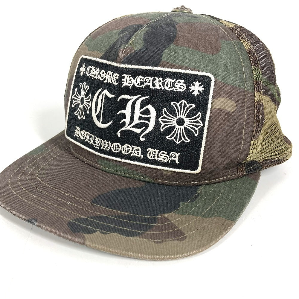 CHROME HEARTS Camouflage logo FUCK hat cap baseball mesh cap cotton / polyester khaki Used