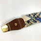 HERMES vintage Logo Apparel, Fashion Accessories suspenders silk / Leather Brown/WhiteBased Used