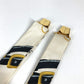 HERMES vintage Logo all-over print Brides de Gala Apparel, Fashion Accessories suspenders silk / Leather White/Black Used