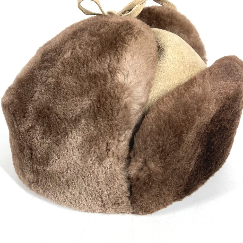 HERMES Pilot hat, fur Hat, cap, knit hat hat Leather Brown/BeigeBased Used