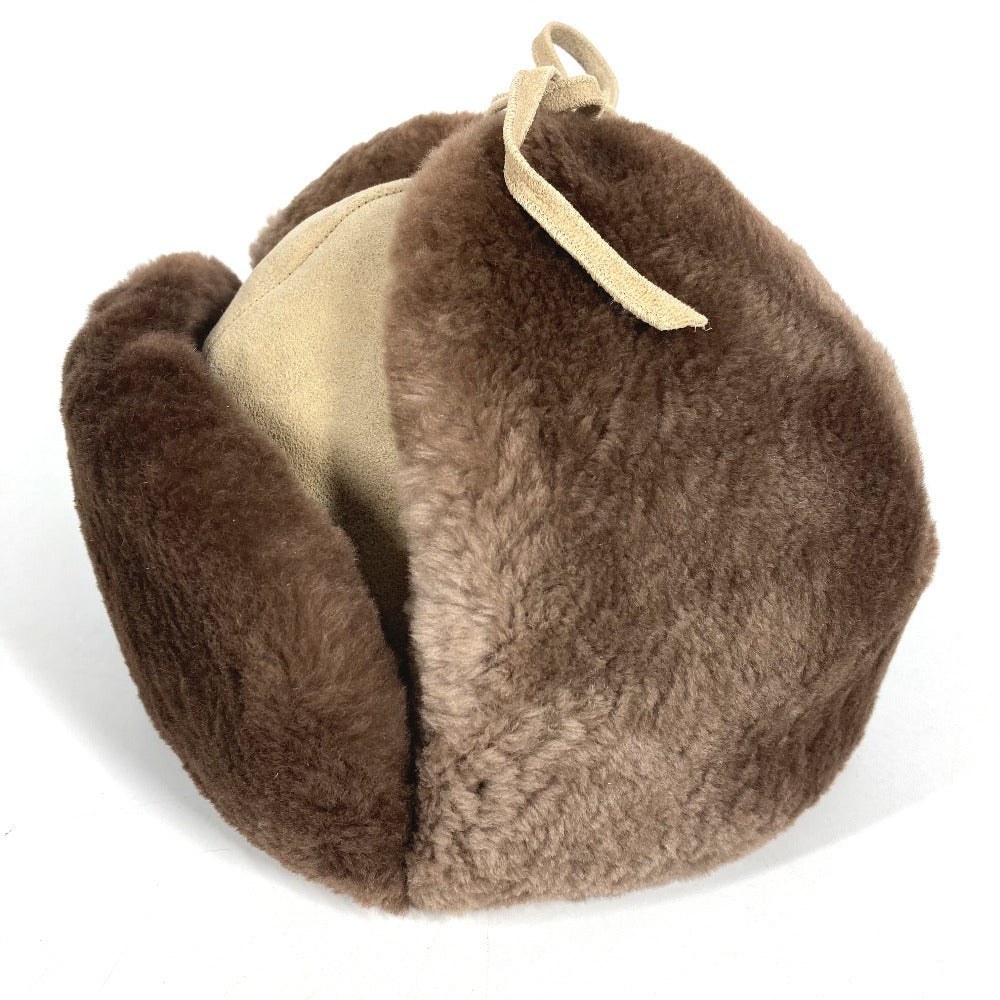 HERMES Pilot hat, fur Hat, cap, knit hat hat Leather Brown/BeigeBased Used