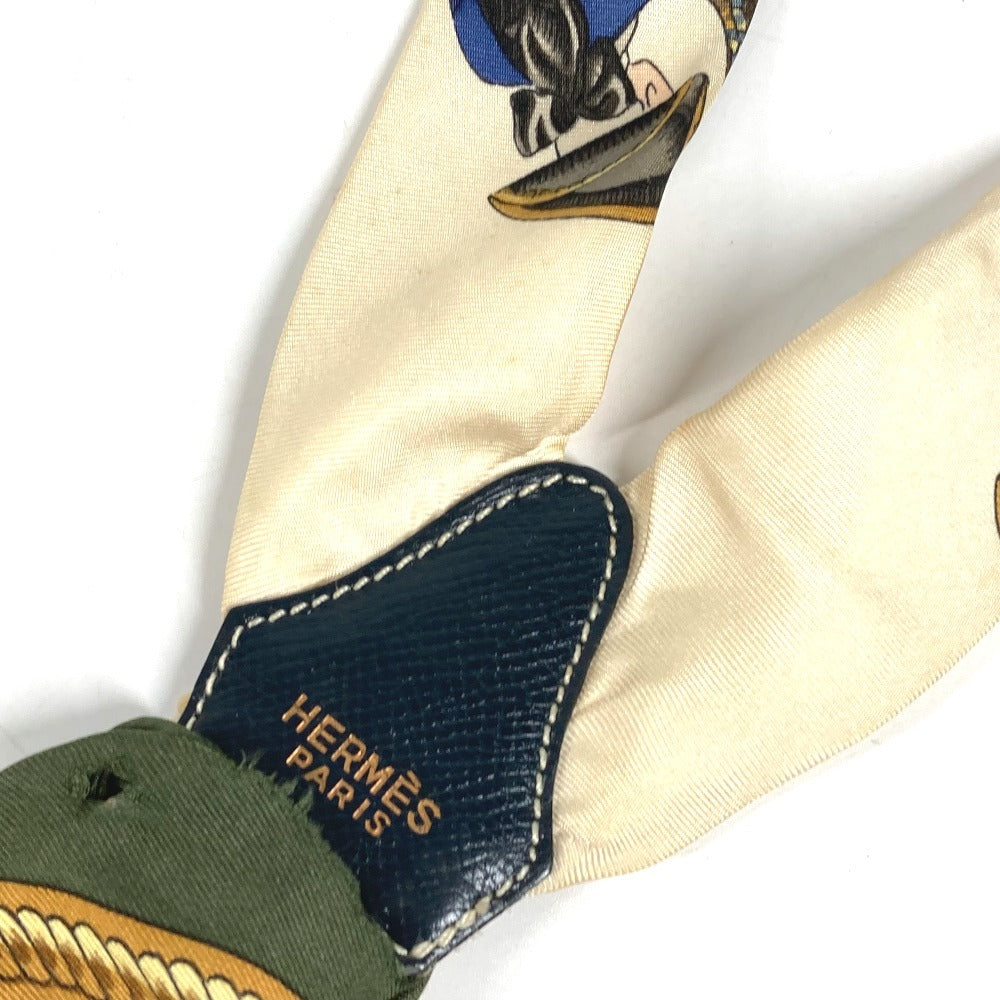 HERMES vintage Logo Apparel, Fashion Accessories suspenders silk White/Multicolore Used