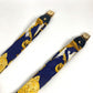 HERMES vintage logo Apparel, Fashion Accessories suspenders silk / Leather Navy/yellow Used