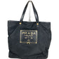 PRADA logo Hand Bag Tote Bag Leather / Nylon Black/Gold Used