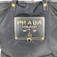 PRADA logo Hand Bag Tote Bag Leather / Nylon Black/Gold Used