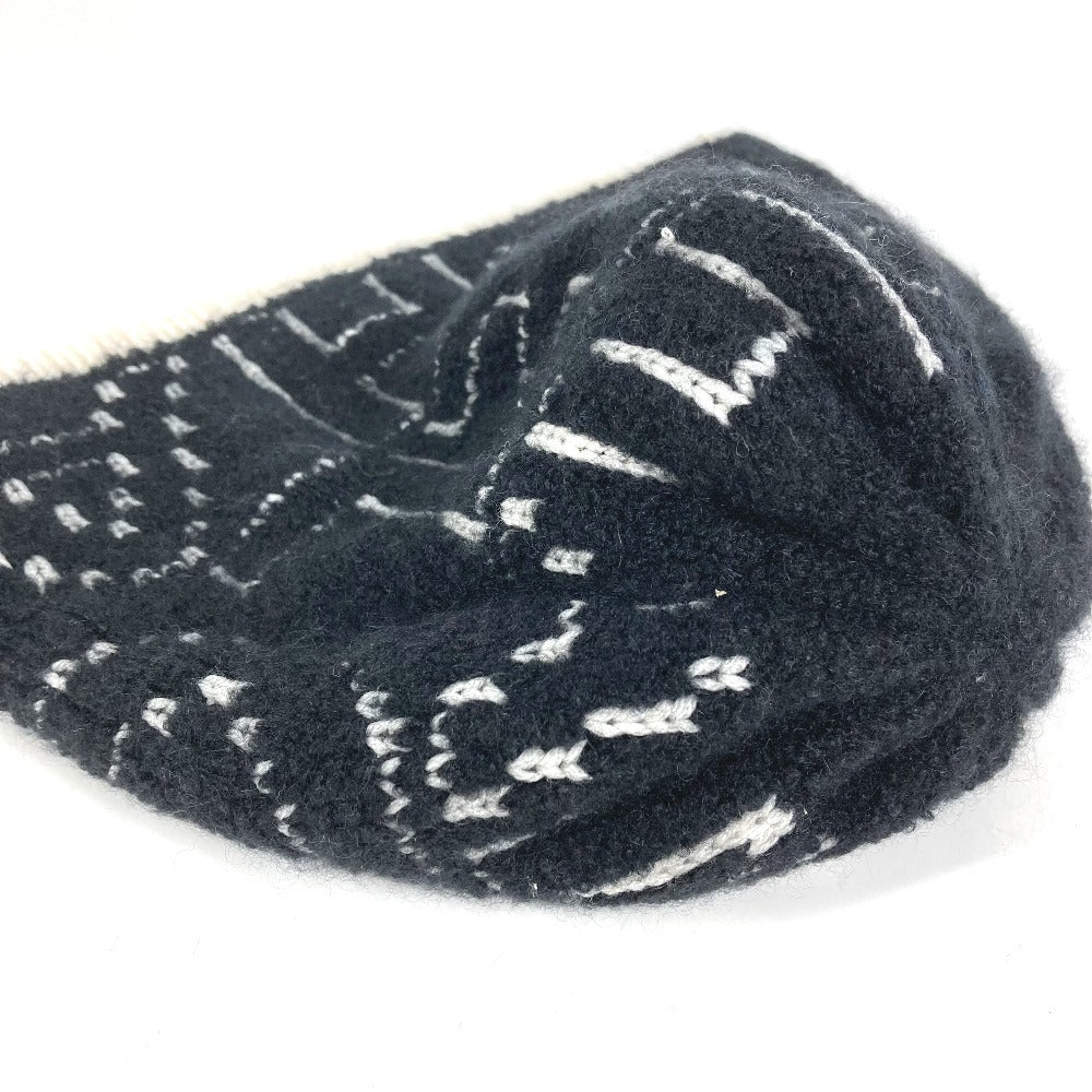 CHANEL Bicolor Logo (Full Logo) beanie hat knit hat knit cap Knit hat Wool / Cashmere / silk Black/White Used