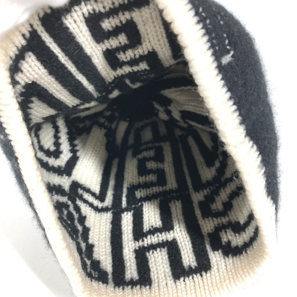 CHANEL Bicolor Logo (Full Logo) beanie hat knit hat knit cap Knit hat Wool / Cashmere / silk Black/White Used