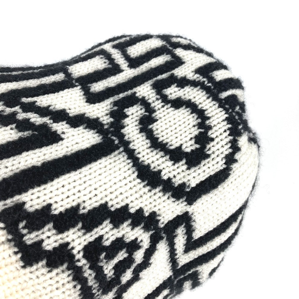 CHANEL Bicolor Logo (Full Logo) beanie hat knit hat knit cap Knit hat Wool / Cashmere / silk Black/White Used