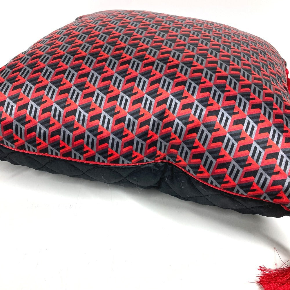 MCM Logo fringe Interior Square Pillow Cushion cushion Silk satin Red/Black Used