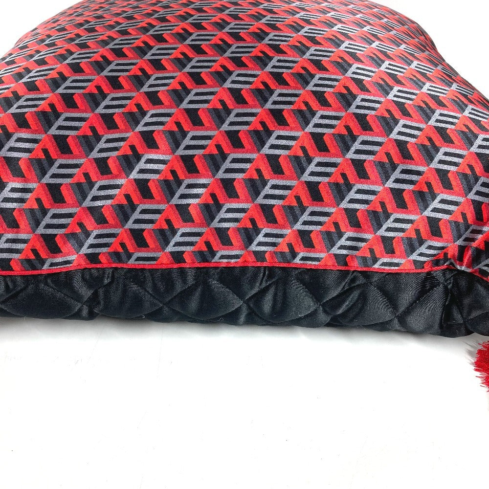 MCM Logo fringe Interior Square Pillow Cushion cushion Silk satin Red/Black Used