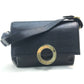 CELINE ヴィンテージ サークルロゴ カバン ワンショルダーバッグ ハンドバッグ レザー レディース ブラック ブラック×ゴールド金具