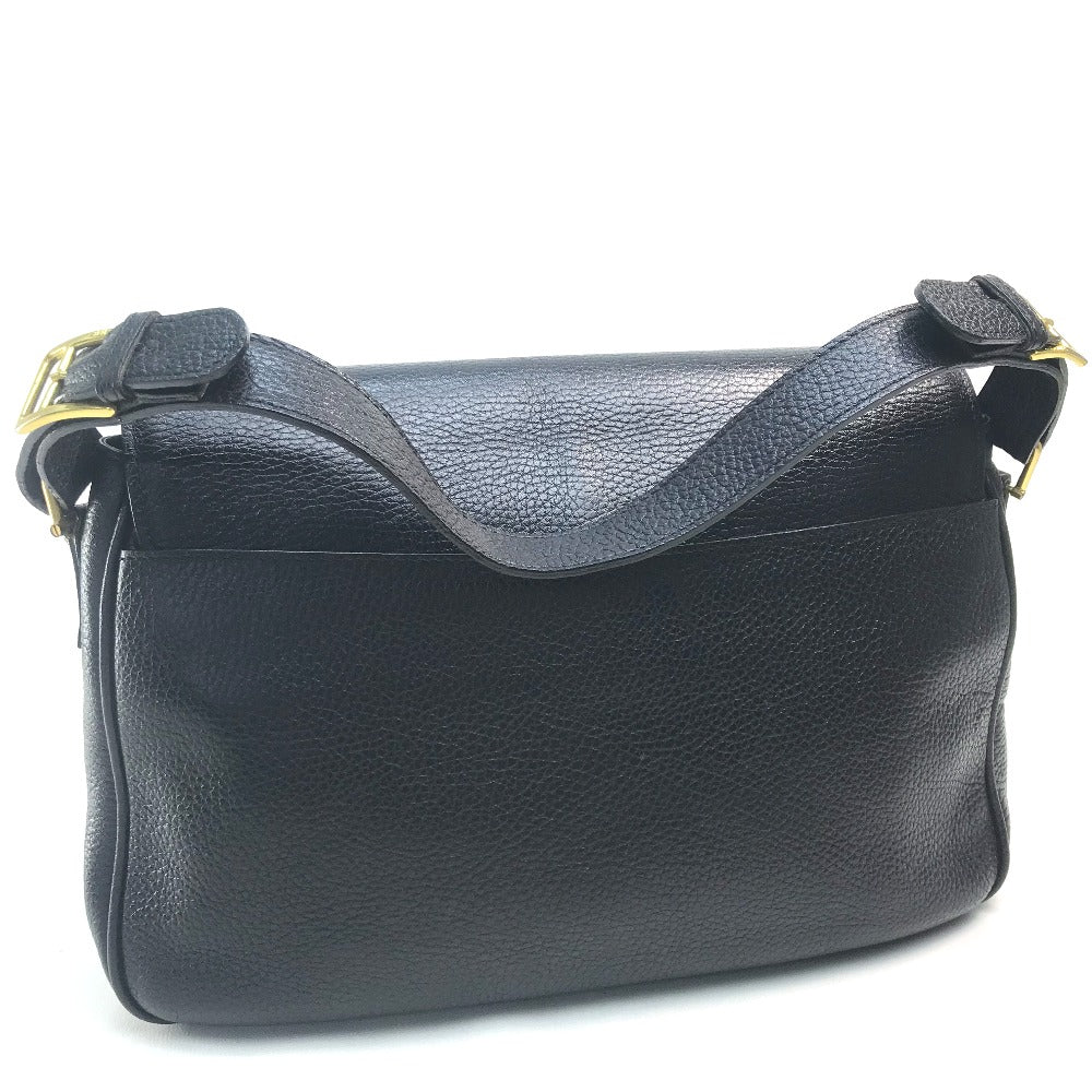 CELINE ヴィンテージ サークルロゴ カバン ワンショルダーバッグ ハンドバッグ レザー レディース ブラック ブラック×ゴールド金具