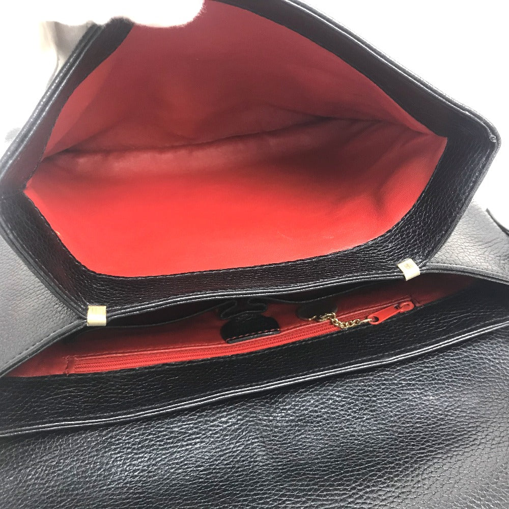 CELINE ヴィンテージ サークルロゴ カバン ワンショルダーバッグ ハンドバッグ レザー レディース ブラック ブラック×ゴールド金具