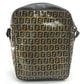 Vintage FENDI Zucca FF logo bag, crossbody shoulder bag, vinyl/leather, beige/brown