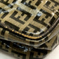 Vintage FENDI Zucca FF logo bag, crossbody shoulder bag, vinyl/leather, beige/brown