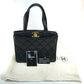 CHANEL CC Coco Mark Matelasse Quilted Handbag Tote Bag Lambskin Women's Black with Gold Hardware