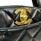 CHANEL CC Coco Mark Matelasse Quilted Handbag Tote Bag Lambskin Women's Black with Gold Hardware