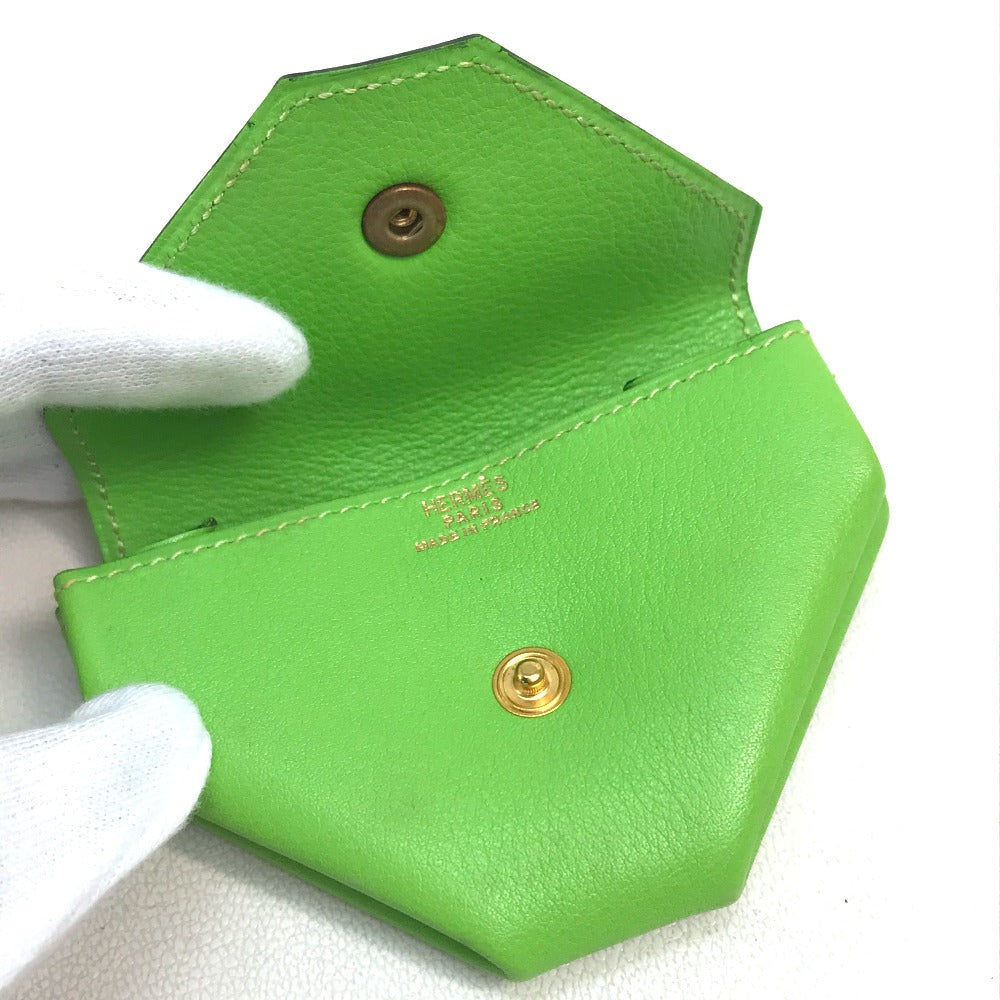 HERMES Le Vinquatre Coin Purse Wallet Coin Case in Swift Leather, Unisex, Apple Green and Light Green