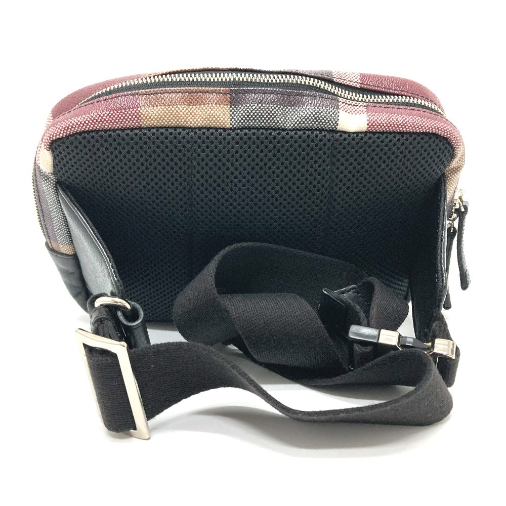 BLACK LABEL CRESTBRIDGE ロゴプレート カバン ウエストポーチ ボディバッグ レザー/PVC メンズ ボルドー系×ブラック