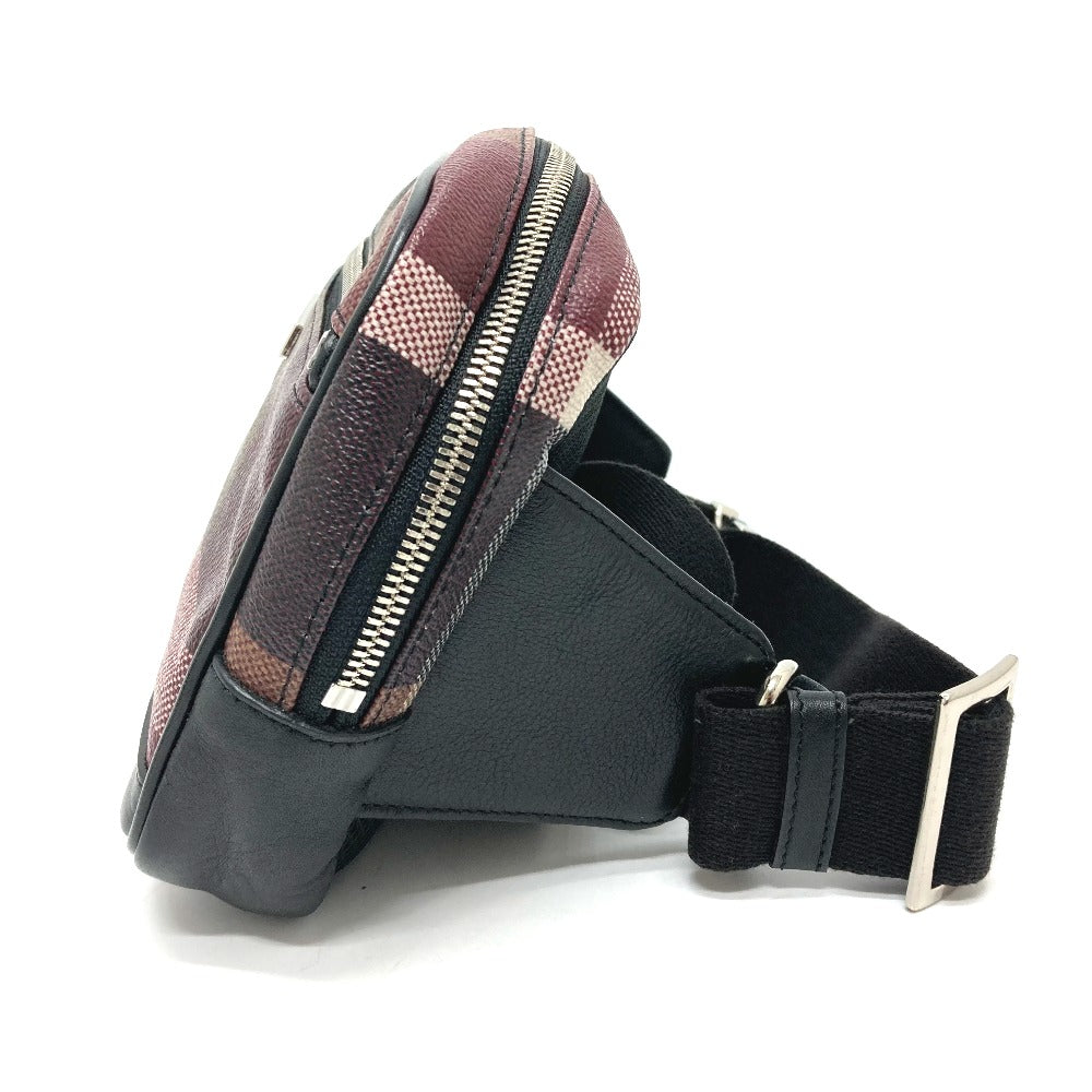 BLACK LABEL CRESTBRIDGE ロゴプレート カバン ウエストポーチ ボディバッグ レザー/PVC メンズ ボルドー系×ブラック