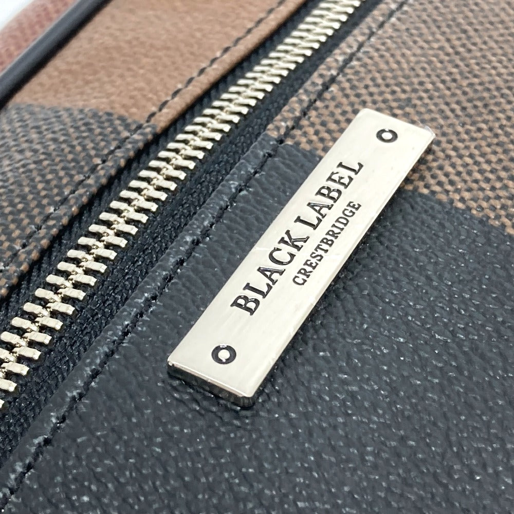 BLACK LABEL CRESTBRIDGE ロゴプレート カバン ウエストポーチ ボディバッグ レザー/PVC メンズ ボルドー系×ブラック