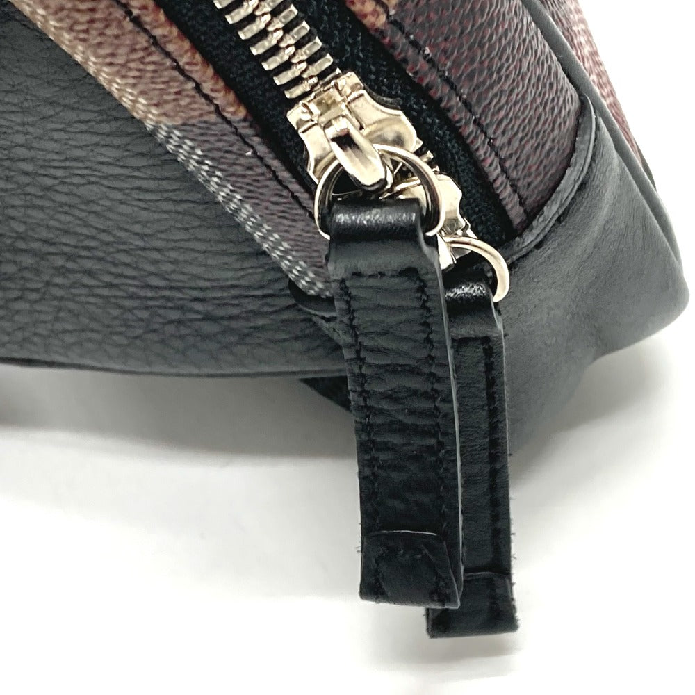 BLACK LABEL CRESTBRIDGE ロゴプレート カバン ウエストポーチ ボディバッグ レザー/PVC メンズ ボルドー系×ブラック