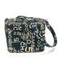 CHANEL Bi-Cea Line Logo Vanity Bag, Cosmetic Bag, 2-Way Shoulder Bag/Handbag, Cotton Canvas, Women's, Black