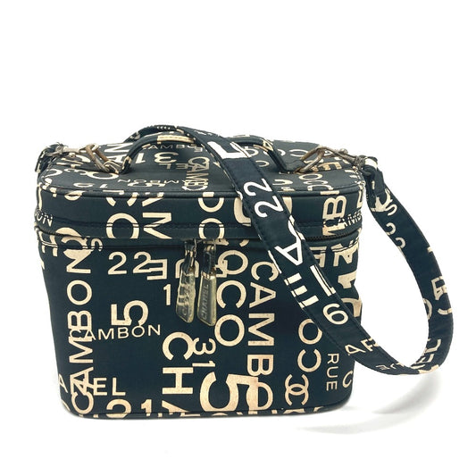 CHANEL バイシーライン ロゴ バニティバッグ バッグ カバン コスメバッグ 2WAY ショルダーバッグ ハンドバッグ コットンキャンバス レディース ブラック